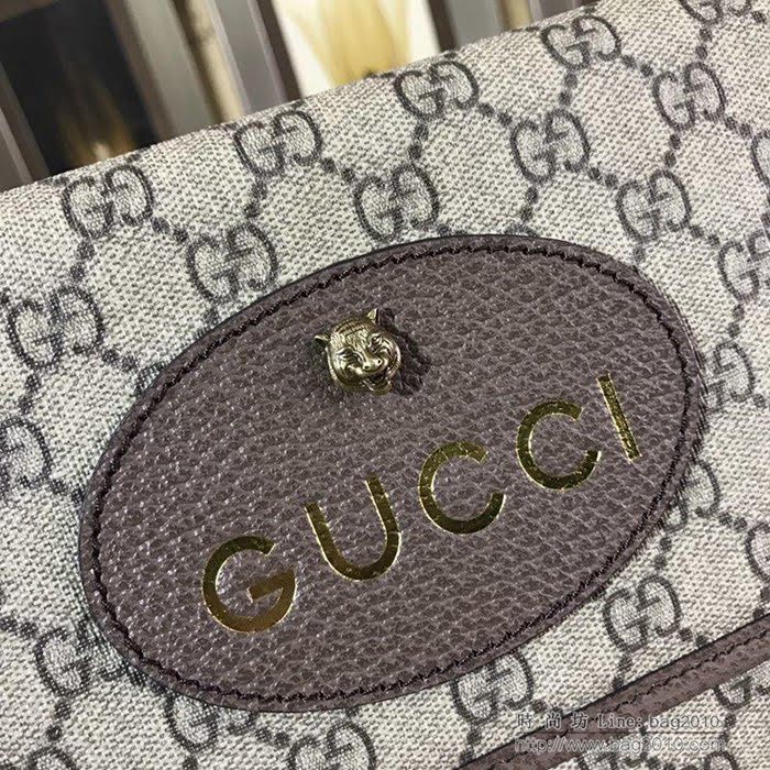 GUCCI古馳女包 新款 專櫃品質 495654 高級人造帆布 虎頭裝飾 雙翻蓋復古肩包  ydgq3442